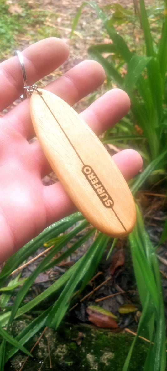 Longboard Wooden Keychain - Handmade Accessory for the Surf Lifestyle