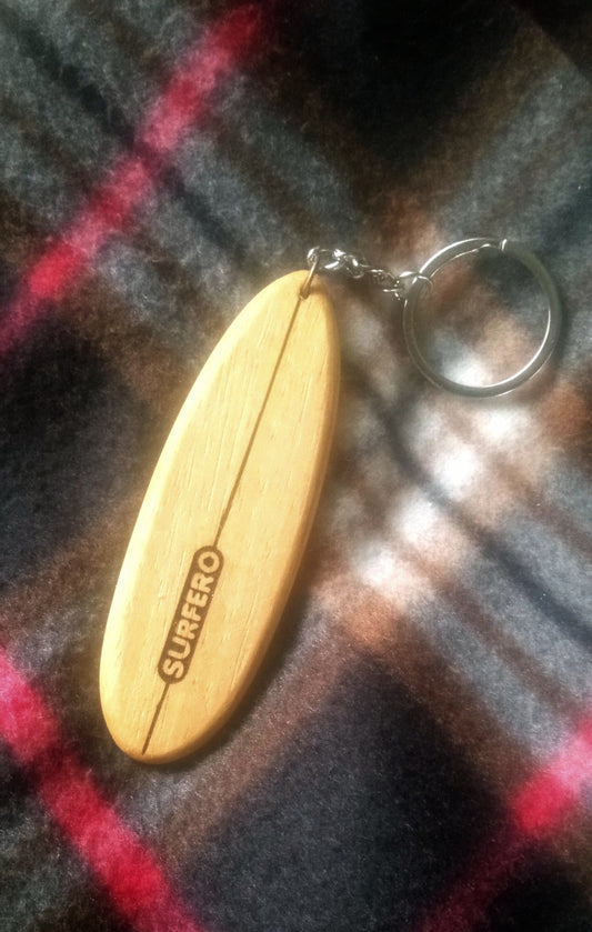 Longboard Wooden Keychain - Handmade Accessory for the Surf Lifestyle
