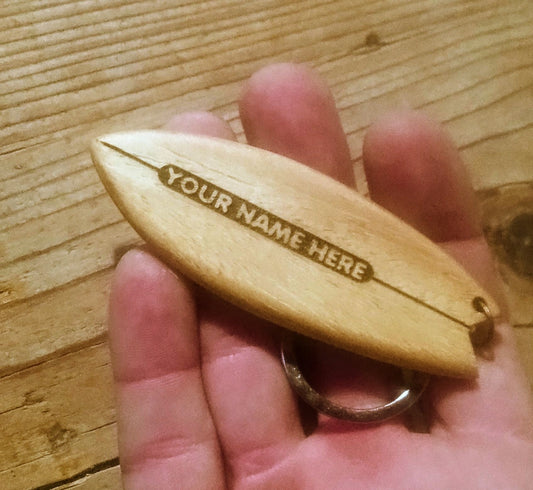 Custom Wooden Surf Keychain - Personalized with Your Name